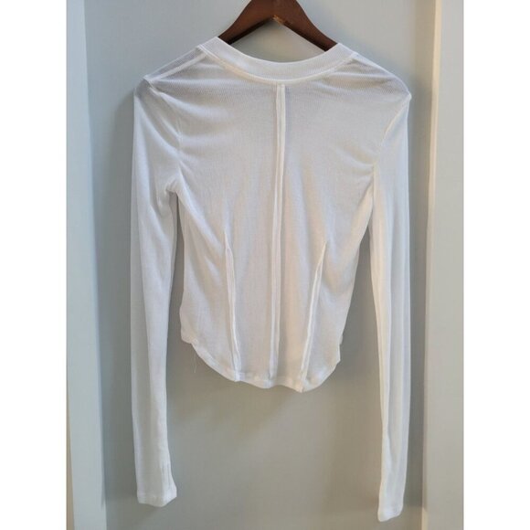 Free People Movement Size large Mine Over Matter Crop White Long Sleeve rib - Picture 5 of 5